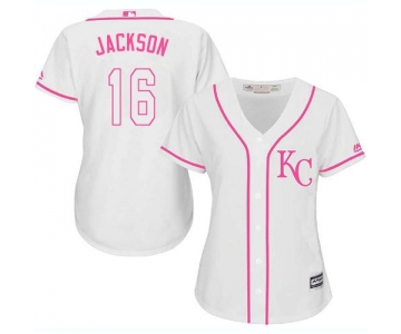 Royals #16 Bo Jackson White Pink Fashion Women's Stitched Baseball Jersey