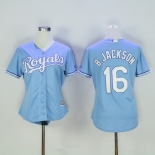 Women's Kansas City Royals #16 Bo Jackson Retired Light Blue Stitched MLB Majestic Cool Base Jersey