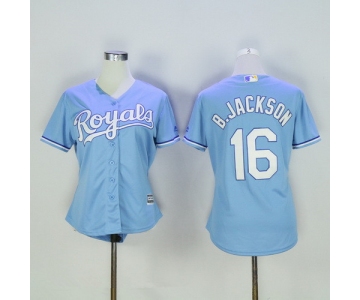 Women's Kansas City Royals #16 Bo Jackson Retired Light Blue Stitched MLB Majestic Cool Base Jersey