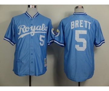 Kansas City Royals #5 George Brett 1985 Light Blue Throwback Jersey