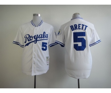 Kansas City Royals #5 George Brett 1989 White Throwback Jersey