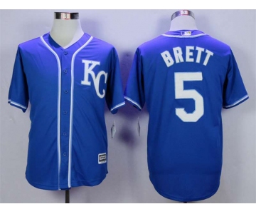 Men's Kansas City Royals #5 George Brett Blue New Cool Base Jersey