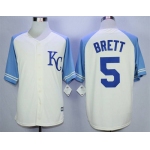 Men's Kansas City Royals #5 George Brett Cream New Cool Base Jersey