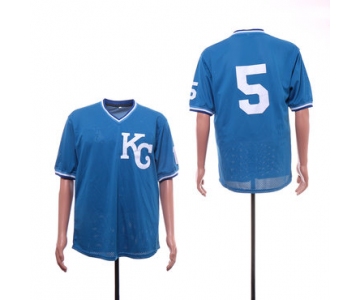 Men's Kansas City Royals 5 George Brett Light Blue Mesh BP Jersey