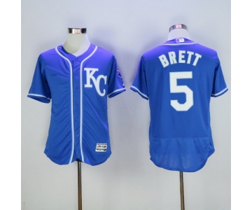 Men's Kansas City Royals #5 George Brett Retired Navy Blue KC 2016 Flexbase Majestic Baseball Jersey