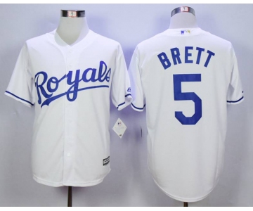 Men's Kansas City Royals #5 George Brett White New Cool Base Jersey