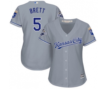 Royals #5 George Brett Grey Road Women's Stitched Baseball Jersey