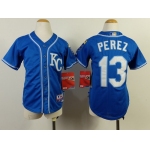 Kansas City Royals #13 Salvador Perez 2014 Blue Kids Jersey