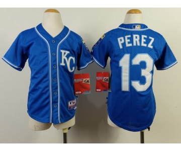 Kansas City Royals #13 Salvador Perez 2014 Blue Kids Jersey