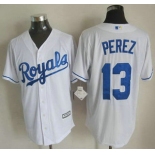 Kansas City Royals #13 Salvador Perez 2015 White Jersey