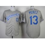 Kansas City Royals #13 Salvador Perez Gray Jersey