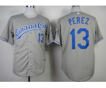 Kansas City Royals #13 Salvador Perez Gray Jersey