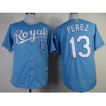 Kansas City Royals #13 Salvador Perez Light Blue Jersey