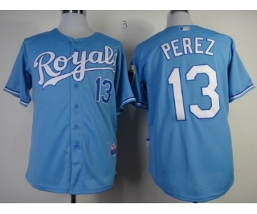 Kansas City Royals #13 Salvador Perez Light Blue Jersey