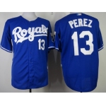 Kansas City Royals #13 Salvador Perez Navy Blue Jersey