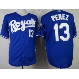 Kansas City Royals #13 Salvador Perez Navy Blue Jersey