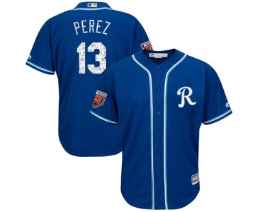 Kansas City Royals #13 Salvador Perez Royal Blue 2018 Spring Training Cool Base Stitched MLB Jersey