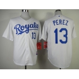 Kansas City Royals #13 Salvador Perez White Jersey