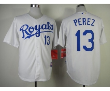 Kansas City Royals #13 Salvador Perez White Jersey