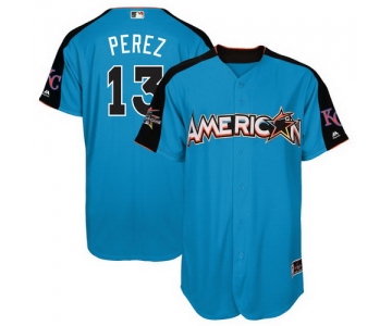 Men's American League Kansas City Royals #13 Salvador Perez Majestic Blue 2017 MLB All-Star Game Home Run Derby Player Jersey