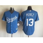 Men's Kansas City Royals #13 Salvador Perez Alternate Light Blue 2015 MLB Cool Base Jersey