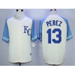 Men's Kansas City Royals #13 Salvador Perez Cream New Cool Base Jersey