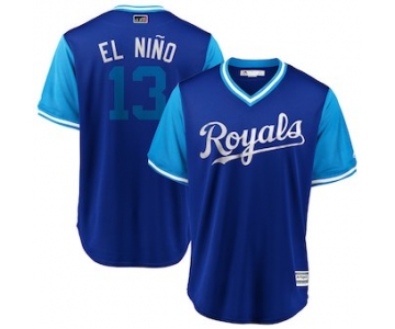 Men's Kansas City Royals 13 Salvador Perez El Nino Majestic Royal 2018 Players' Weekend Cool Base Jersey