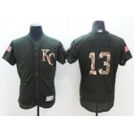 Men's Kansas City Royals #13 Salvador Perez Green Salute to Service 2016 Flexbase Majestic Baseball Jersey