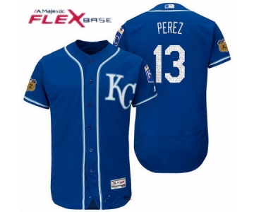 Men's Kansas City Royals #13 Salvador Perez Royal Blue 2017 Spring Training Stitched MLB Majestic Flex Base Jersey