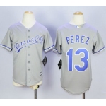 Royals #13 Salvador Perez Grey Cool Base Stitched Youth Baseball Jersey