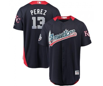 Royals #13 Salvador Perez Navy Blue 2018 All-Star American League Stitched Baseball Jersey