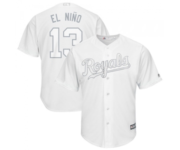 Royals #13 Salvador Perez White El Nino Players Weekend Cool Base Stitched Baseball Jersey