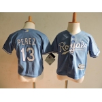 Toddler Kansas City Royals #13 Salvador Perez Light Blue MLB Majestic Baseball Jersey