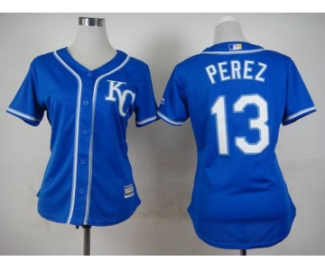 Women's Kansas City Royals #13 Salvador Perez 2014 Blue Jersey