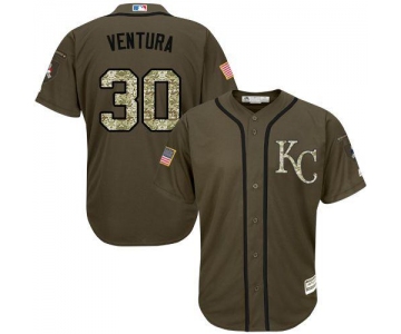 Kansas City Royals #30 Yordano Ventura Green Salute to Service Stitched MLB Jersey