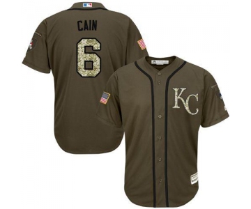 Kansas City Royals #6 Lorenzo Cain Green Salute to Service Stitched MLB Jersey