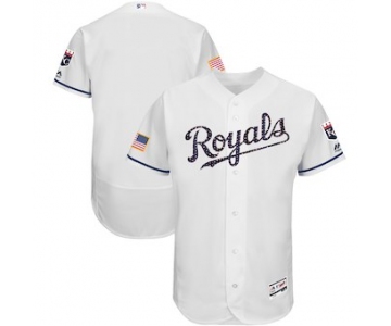 Kansas City Royals Majestic Blank White 2018 Stars and Stripes Authentic Collection Flex Base Team Jersey