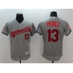 Men Kansas City Royals 13 Perez Grey Elite 2022 MLB Jersey