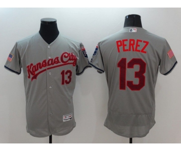 Men Kansas City Royals 13 Perez Grey Elite 2022 MLB Jersey