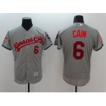 Men Kansas City Royals 6 Cain Grey Elite 2022 MLB Jersey