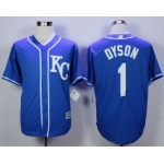 Men's Kansas City Royals #1 Jarrod Dyson Blue New Cool Base Jersey