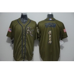 Men's Kansas City Royals #1 Jarrod Dyson Green Salute to Service Majestic Baseball Jersey