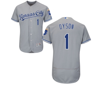 Men's Kansas City Royals #1 Jarrod Dyson Majestic Gray 2016 Flexbase Authentic Collection Jersey