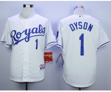 Men's Kansas City Royals #1 Jarrod Dyson White Cool Base Jersey