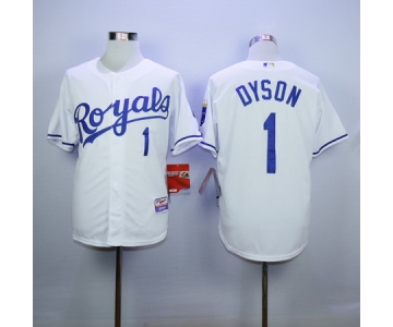 Men's Kansas City Royals #1 Jarrod Dyson White Home Cool Base Baseball Jersey