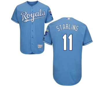 Men's Kansas City Royals #11 Bubba Starling Majestic Light Blue 2016 Flexbase Authentic Collection Jersey