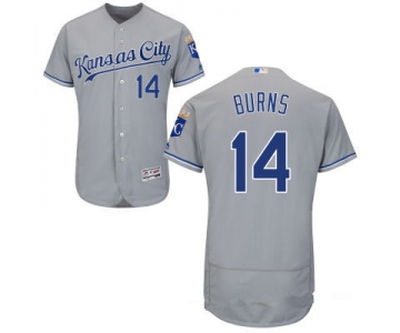 Men's Kansas City Royals #14 Billy Burns Gray Road Stitched MLB 2016 Majestic Flex Base Jersey