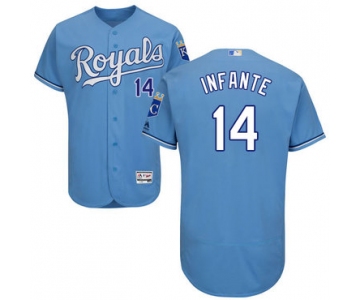 Men's Kansas City Royals #14 Omar Infante Light Blue 2016 Flexbase Majestic Baseball Jersey