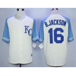 Men's Kansas City Royals #16 B.Jackson Cream New Cool Base Jersey