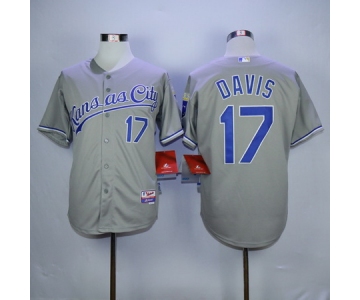 Men's Kansas City Royals #17 Wade Davis Gray Road Cool Base Baseball Jersey